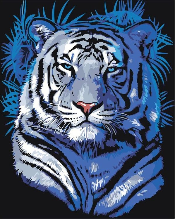 Картина по номерам «Тигр в голубом цвете»