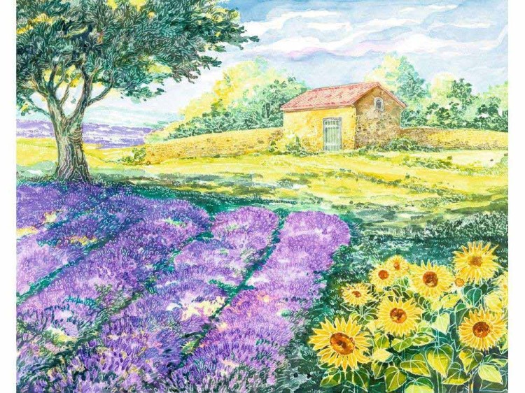 Картина акварелью по контурам «Прованс» — картинка 4