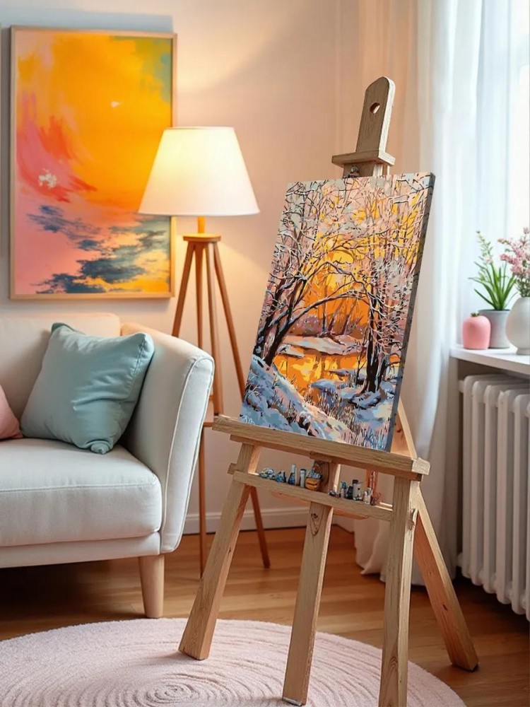 Картина по номерам «Закат в зимнем лесу» — картинка 10