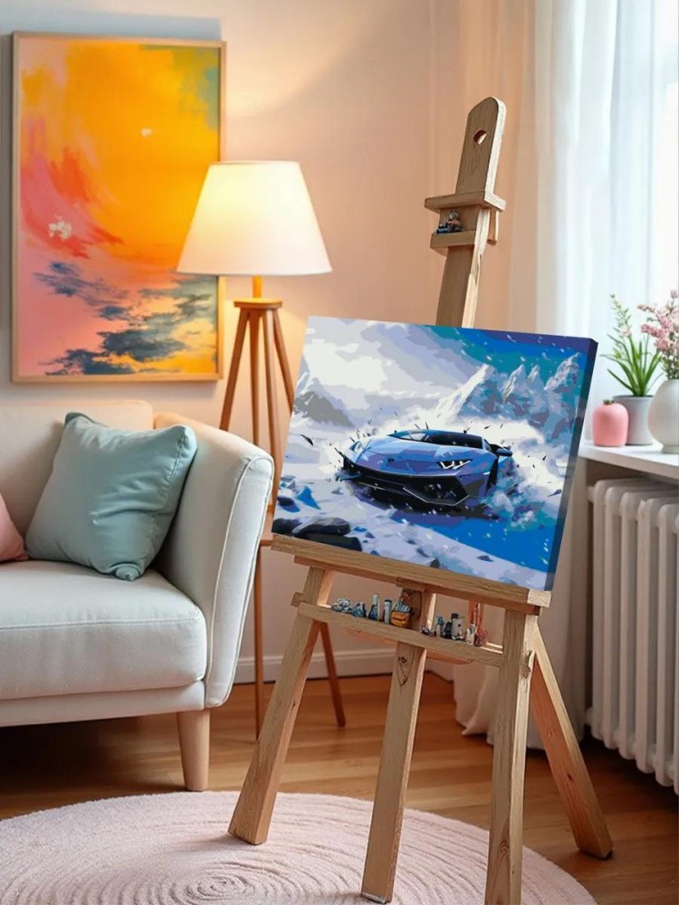 Картина по номерам «Машины: Ламборгини дрифтует по льду» — картинка 10