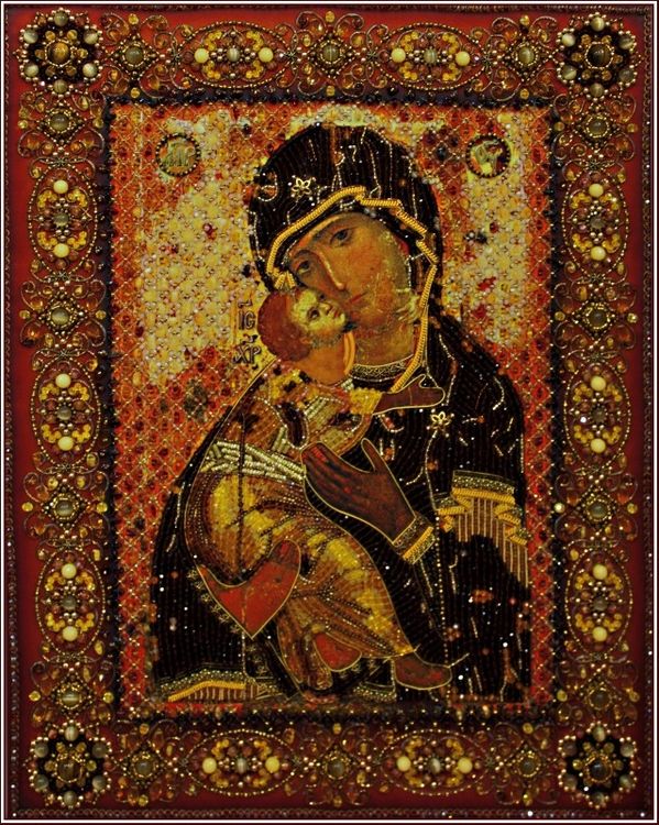 Вышивка Образа в каменьях «Владимирская Божия Матерь (храмовая икона)»
