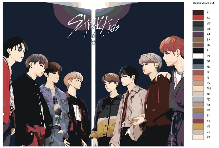Картина по номерам «Stray Kids Стрей Кидс KPOP кпоп: Аниме» — картинка 2