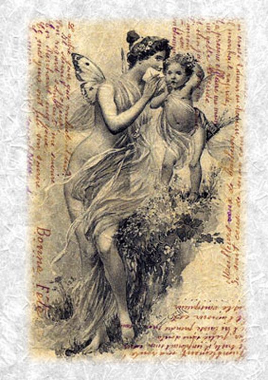 Бумага рисовая «Ангелы на пергаменте», 32x45 см