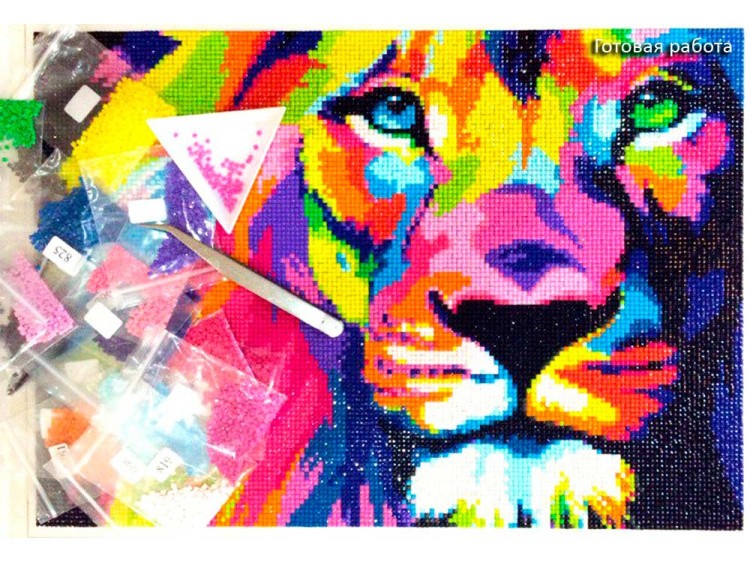 Алмазная вышивка «Радужный лев» — картинка 3