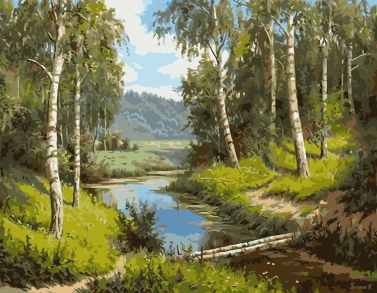 Картина по номерам «Мостик через речку»