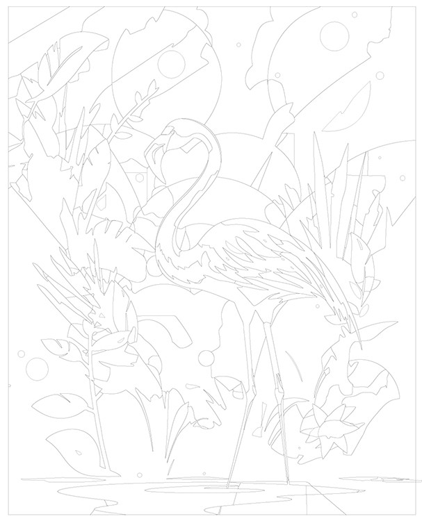 Картина по номерам «Фламинго в зелени» — картинка 3