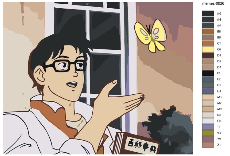 Картина по номерам «Мемы, аниме: Это бабочка? 40x50» — картинка 2
