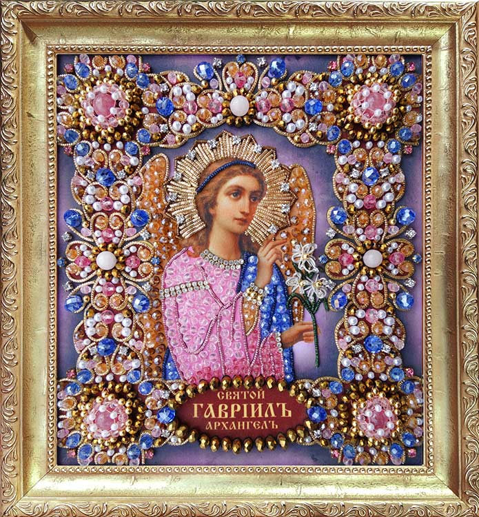 Набор для вышивания хрустальными камнями «Архангел Гавриил» (золото) — картинка 2