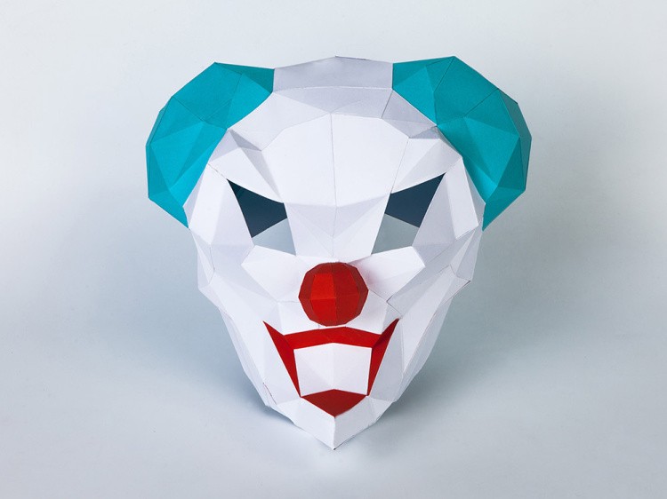 Бумажная модель для склеивания маска «Злой Клоун» — картинка 2