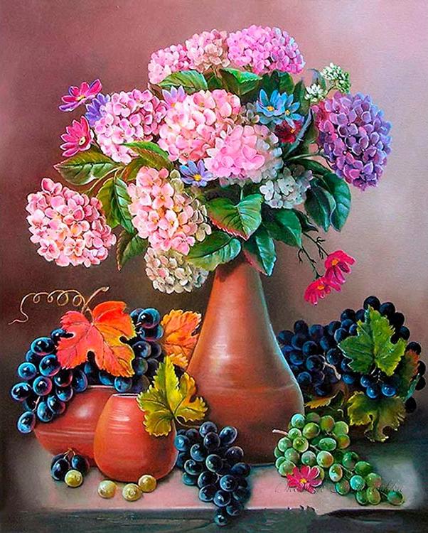 Картина по номерам «Гортензия и виноград»