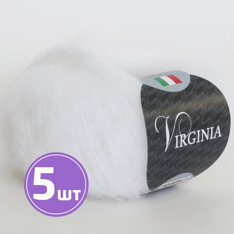 Пряжа SEAM Virginia (01), ультра белый, 5 шт. по 25 г