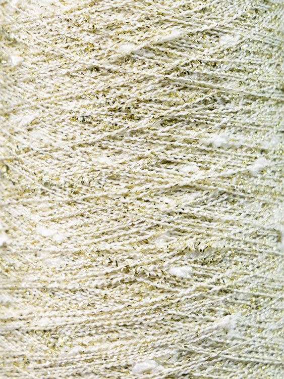 Пряжа бобинная OnlyWe Узелковый люрекс (шишибрики) (Y47), молочный с золотым люрексом, 1 шт., 50 г — картинка 2