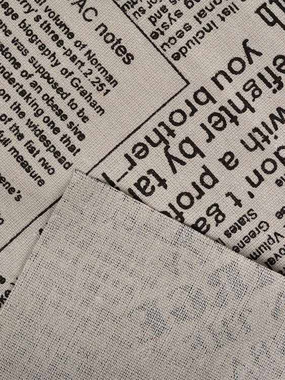 Ткань льняная, 1 м x 150 см, 140 г/м², цвет: белый, черные надписи, TBY — картинка 4