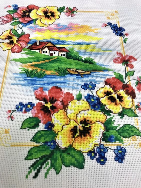 Рисунок на ткани «Анютины глазки» — картинка 2