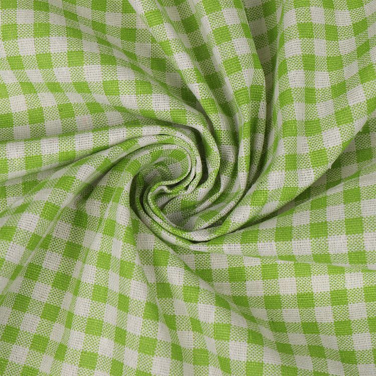 Ткань льняная, 1 м x 150 см, 140 г/м², цвет: зеленый, клетка, TBY