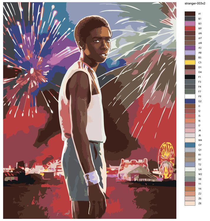 Картина по номерам «Очень странные дела: Лукас Синклер - Калеб Маклафлин» — картинка 2