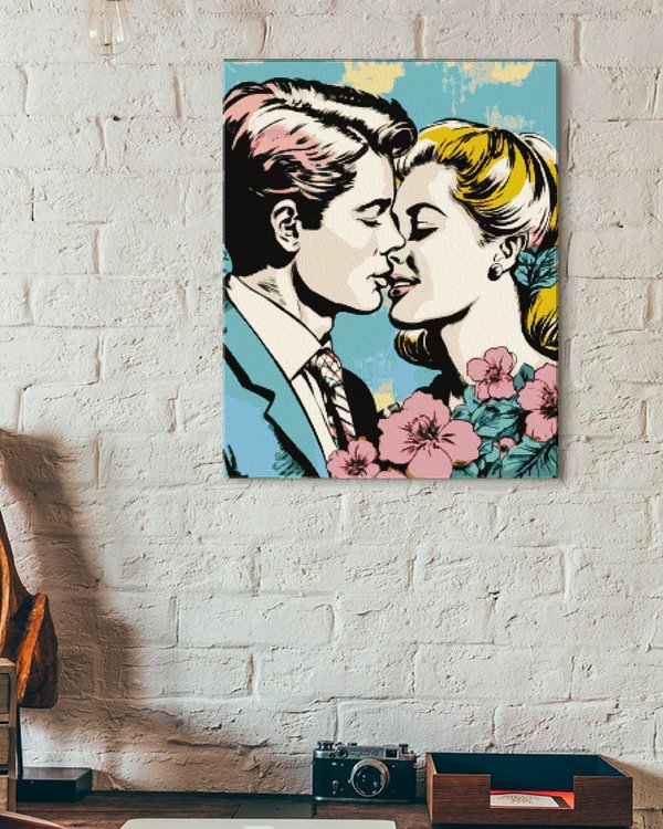 Картина по номерам «Постер влюбленные с цветами поп-арт» — картинка 3