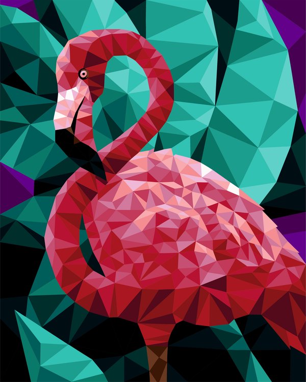 Картина по номерам «Фламинго (полигональный стиль)»