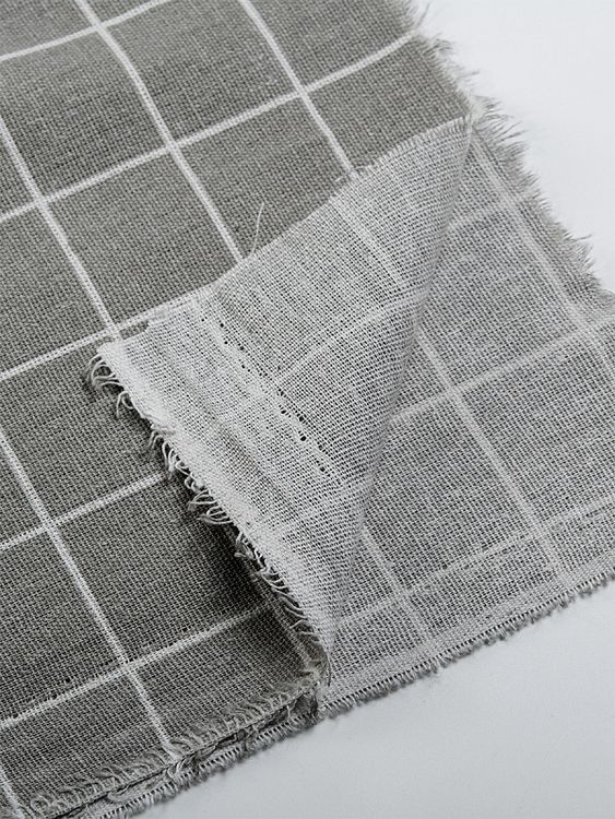 Ткань Лен, 140 г/м², 5 м x 150 см, цвет: серый, принт клетка, TBY — картинка 4