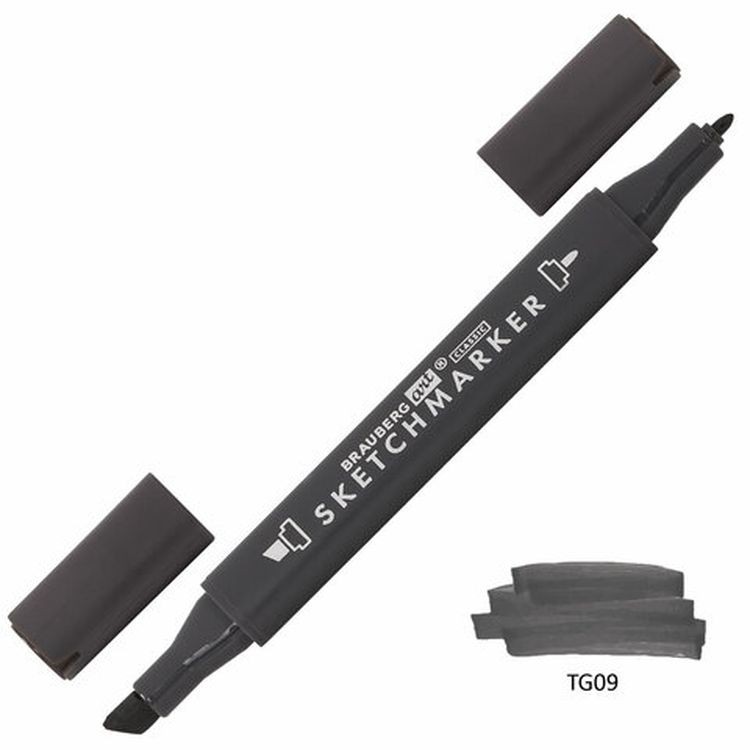 Маркеры для скетчинга двусторонние 1 мм - 6 мм BRAUBERG ART CLASSIC, цвет: серые цвета — картинка 20