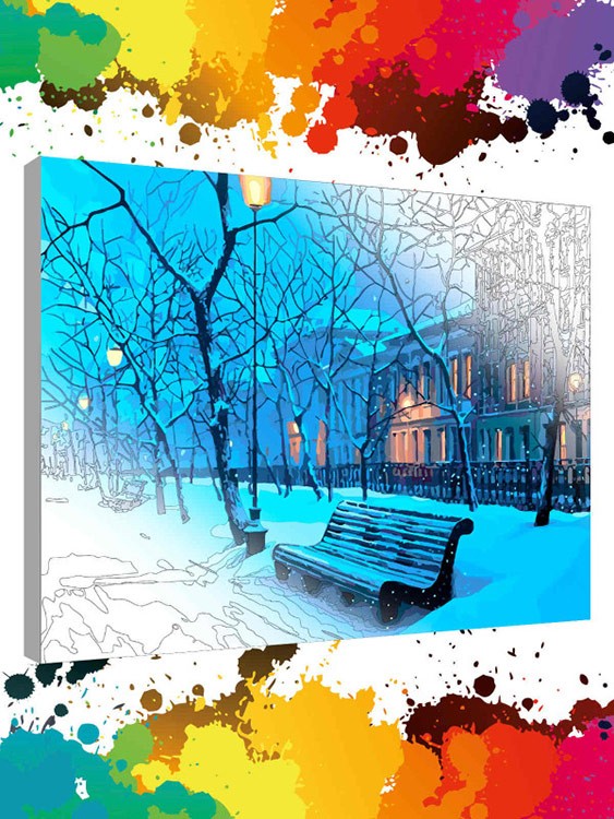 Картина по номерам «Зимний бульвар» — картинка 5