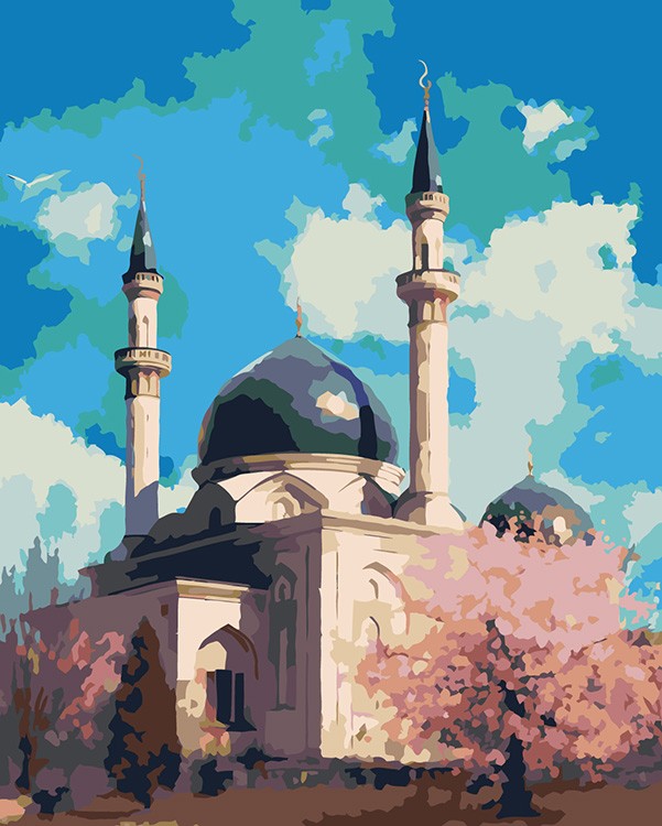 Картина по номерам «Мечеть в цветущем саду»