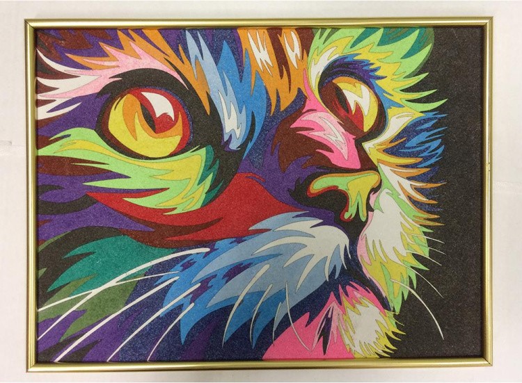 Картина цветным песком «Кот» — картинка 6