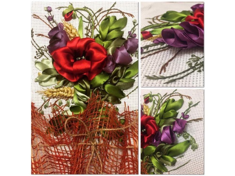 Вышивка лентами «Маковое настроение» — картинка 3