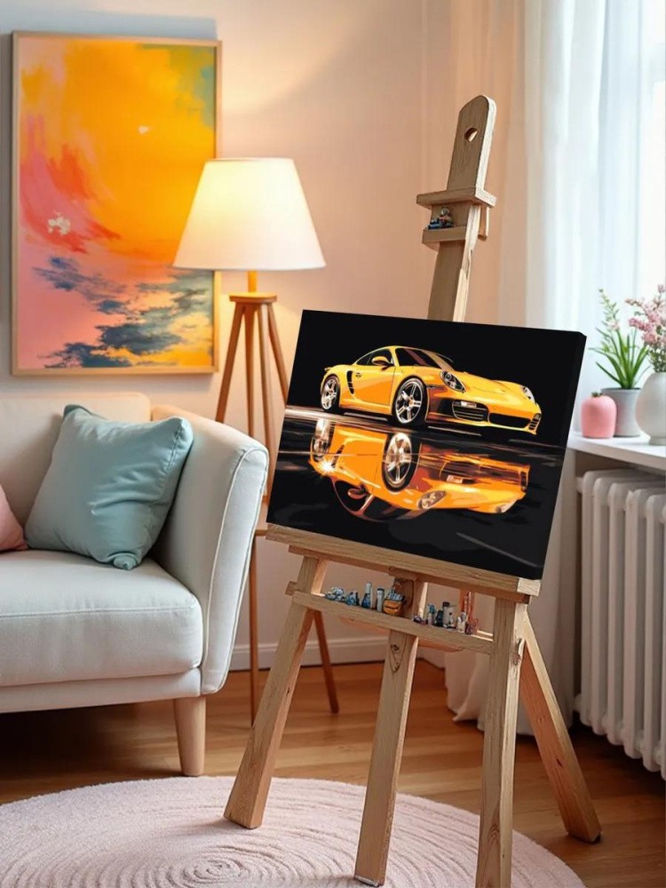 Картина по номерам «Машины: Порше на черном фоне» — картинка 10