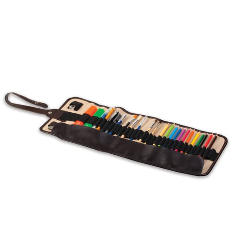 Пенал для художника на кнопках, размер 200х100 мм, ткань, бежевый — картинка 2