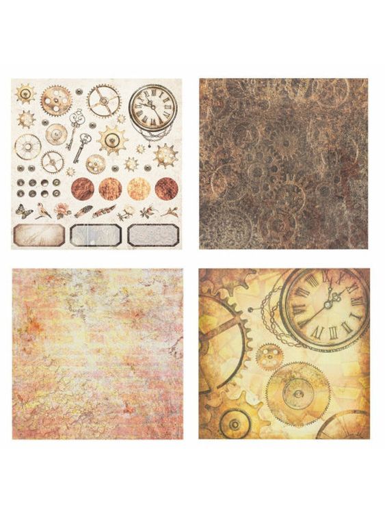Бумага для скрапбукинга 30х30 см «Стимпанк», 12 дизайнов — картинка 3