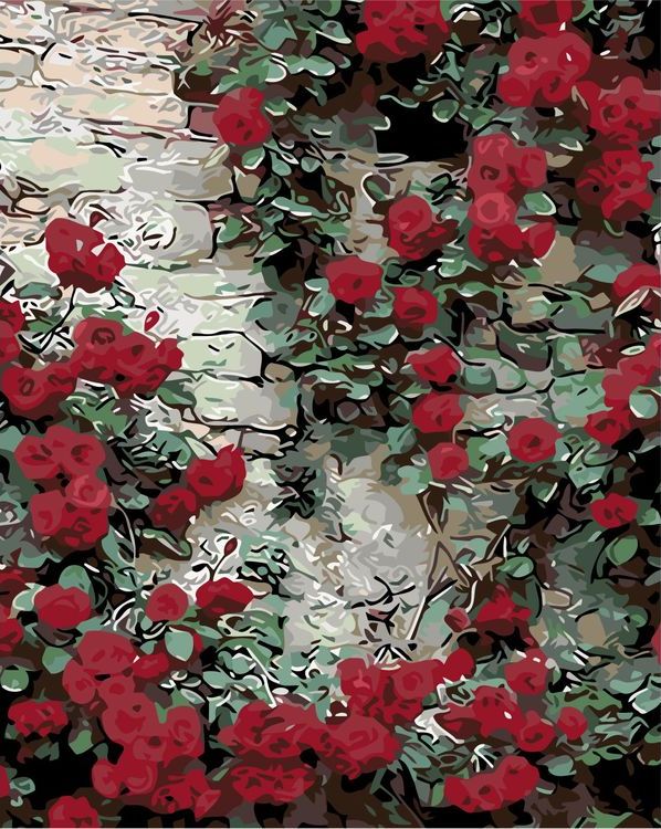 Картина по номерам «Красные розы на мостовой»