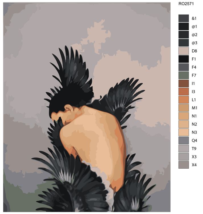 Картина по номерам «Девушка с вороньим крылом» — картинка 2