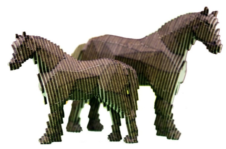 Деревянный конструктор «Лошадь с жеребенком», с набором карандашей, UNIWOOD