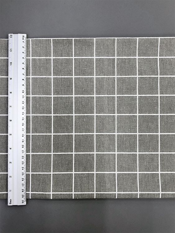 Ткань Лен, 140 г/м², 5 м x 150 см, цвет: серый, принт клетка, TBY — картинка 5