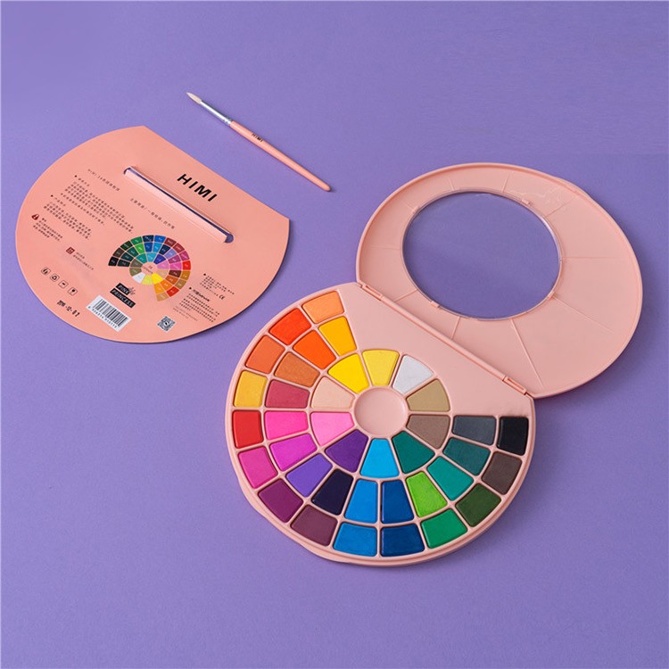 Набор акварельных красок HIMI розовый 38 цветов - 1 коробка — картинка 7