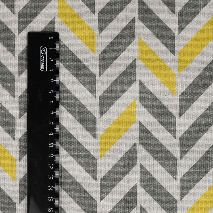 Ткань Лен, 140 г/м², 5 м x 150 см, цвет: серый, геометрический принт, TBY — картинка 5