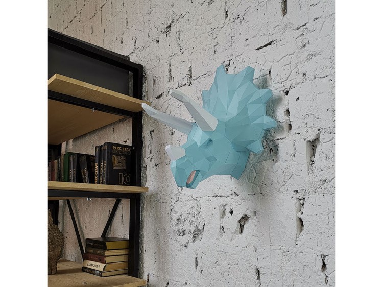 Бумажная модель для склеивания трофей «Трицератопс» — картинка 3