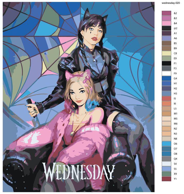 Картина по номерам «Wednesday Уэнсдей Аддамс: Арт с подругой» — картинка 3