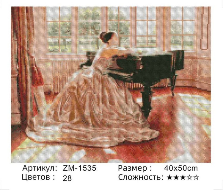 Алмазная вышивка «Игра на пианино» — картинка 2