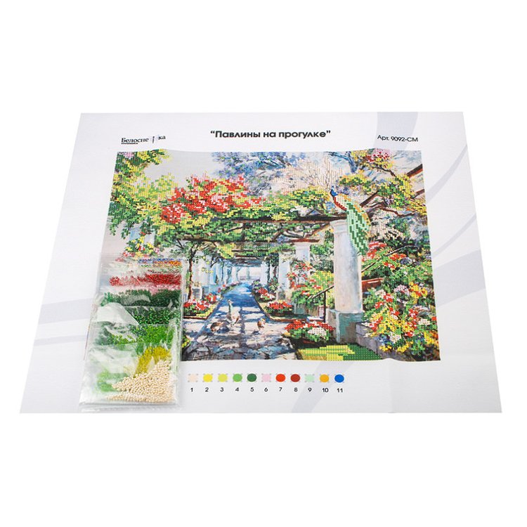 Набор вышивки бисером «Павлины на прогулке» — картинка 2