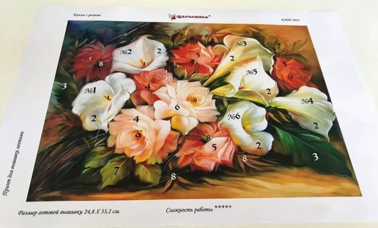 Вышивка лентами «Каллы с розами» — картинка 5