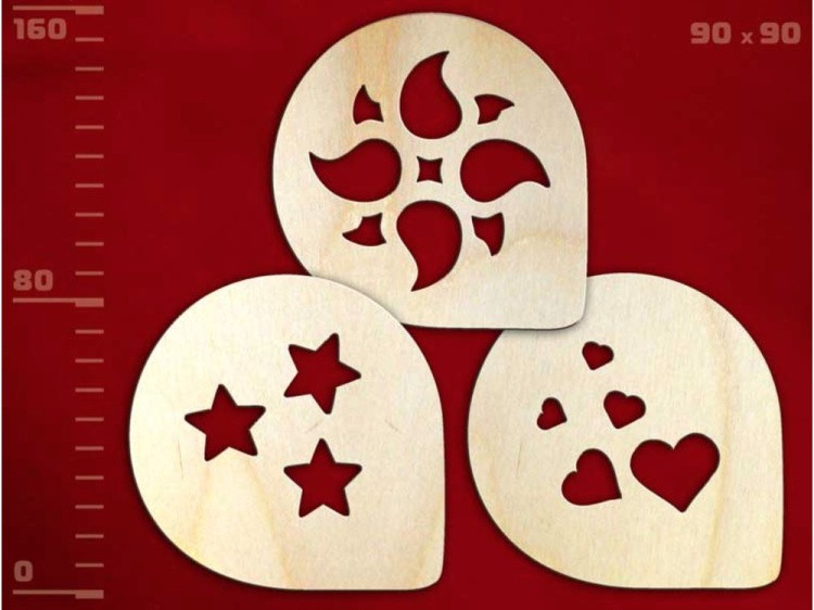Деревянные заготовки для эбру - подставки под горячее Сердце, Integra Art