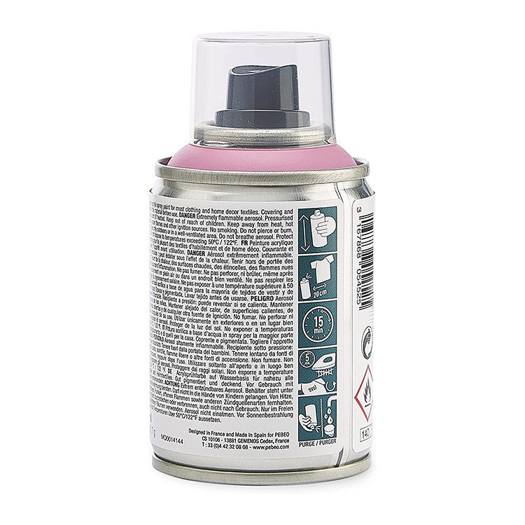 Краска для текстиля 7А Spray (аэрозоль), цвет: пастельный розовый, 100 мл, Pebeo — картинка 4