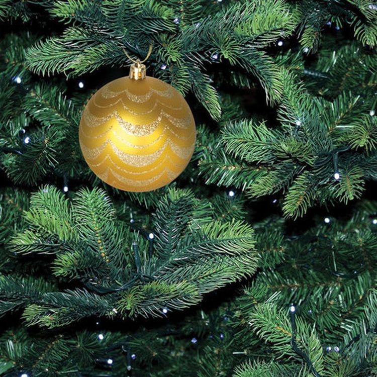 Шары елочные, набор 6 шт., пластик, 8 см, с золотистым рисунком, цвет золотистый — картинка 4