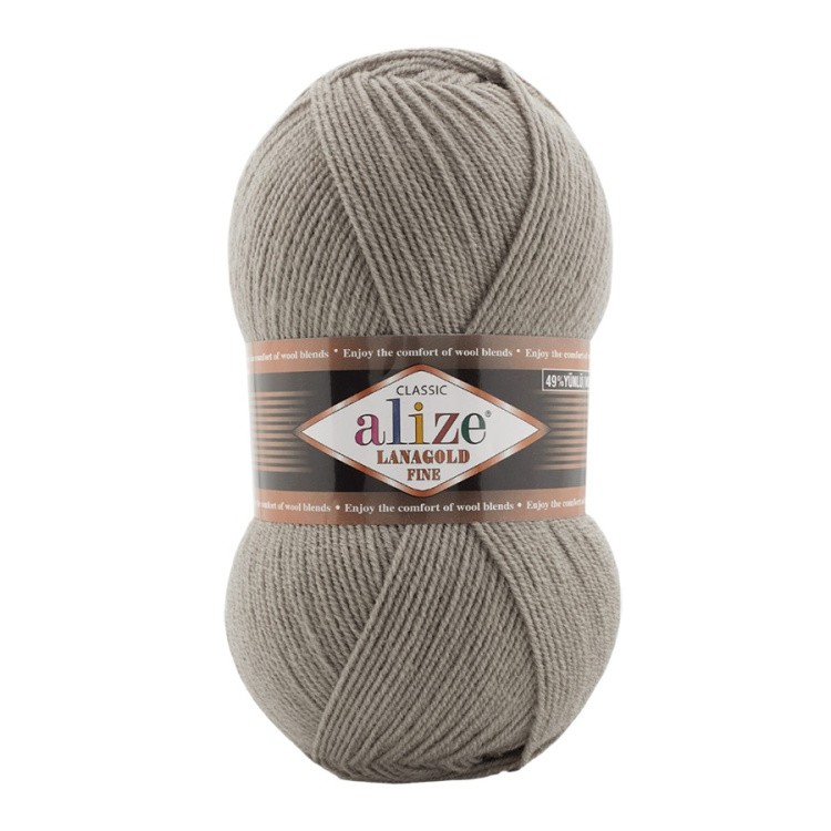 Пряжа ALIZE LanaGold Fine (Ализе Лана голд файн) (283), серо-бежевый, 5 шт. по 100 г