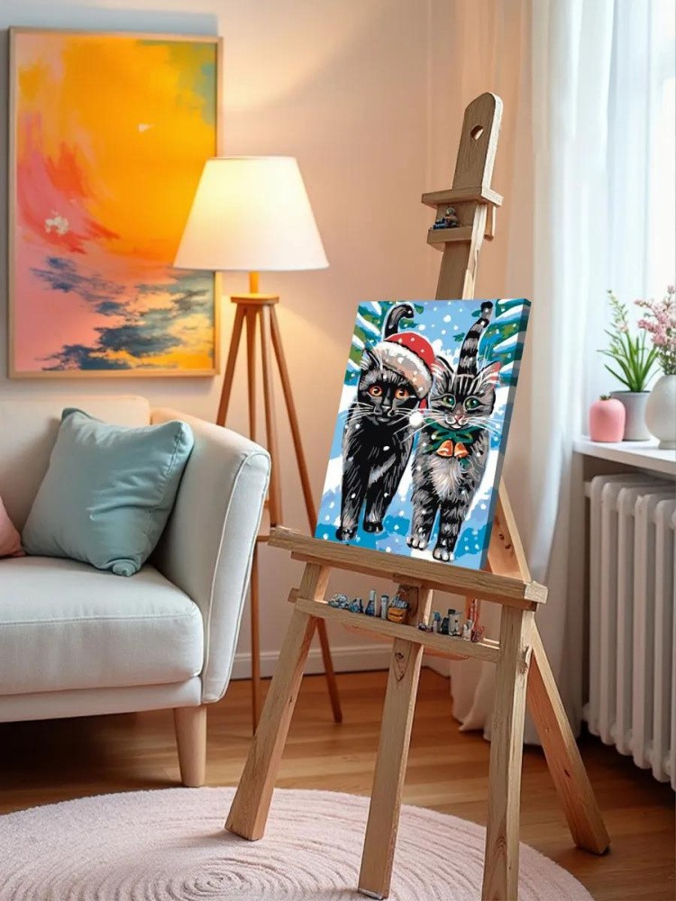 Картина по номерам «Рождественские котики» — картинка 9