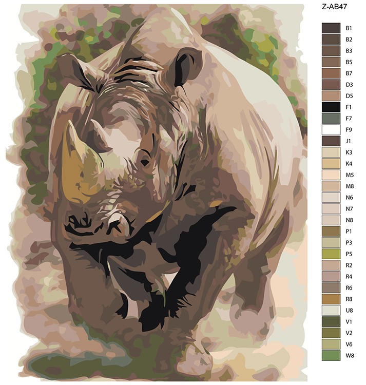 Картина по номерам «Носорог» — картинка 2