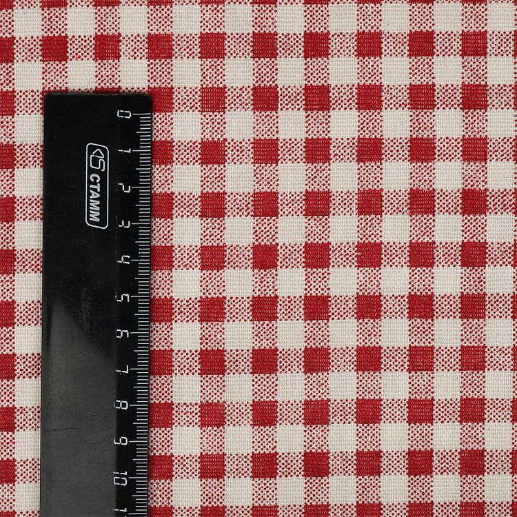 Ткань льняная, 1 м x 150 см, 140 г/м², цвет: красный, клетка, TBY — картинка 5