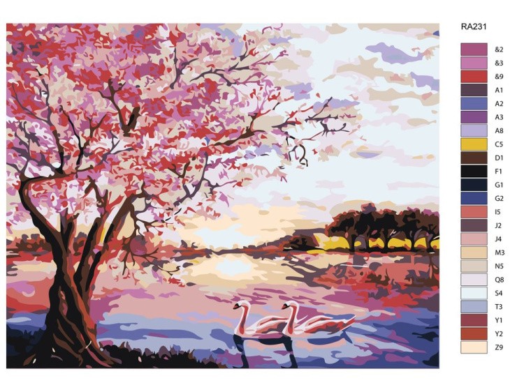 Картина по номерам «Цветущая сакура у реки» — картинка 2